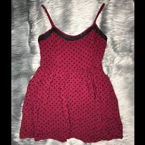 Maroon polka dot babydoll dress